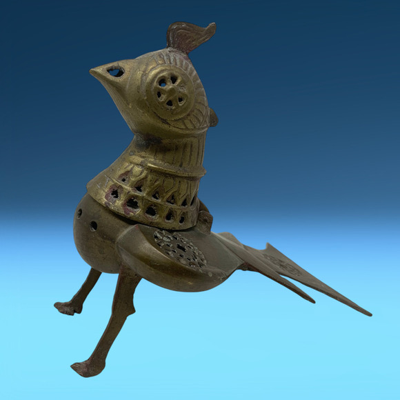 Vintage Khorasan Style Brass Bird Dove Incense Burner Hinged Lid India READ - Picture 4 of 10